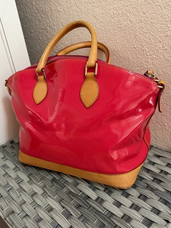 Dooney & Bourke Patent Leather Top Handle Satchel in Red Orange - Leather trim - Picture 13 of 16